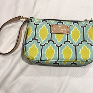 Kate Spade green and aqua wristlet